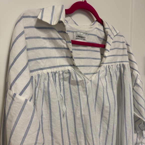 Mark Kenly Domino Tan Striped Mini Dress/Top, Size 42 - Picture 2 of 6